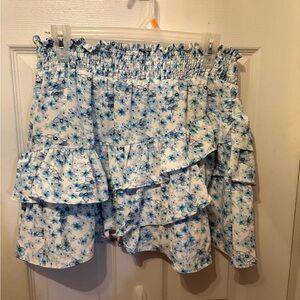 Floral Blue Ruffle Skirt